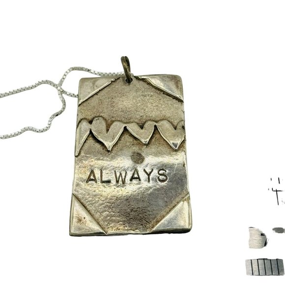 Vintage Sterling Silver 925 Love Always Pendant Necklace Signed MCP 17.4 Grams - Picture 7 of 9